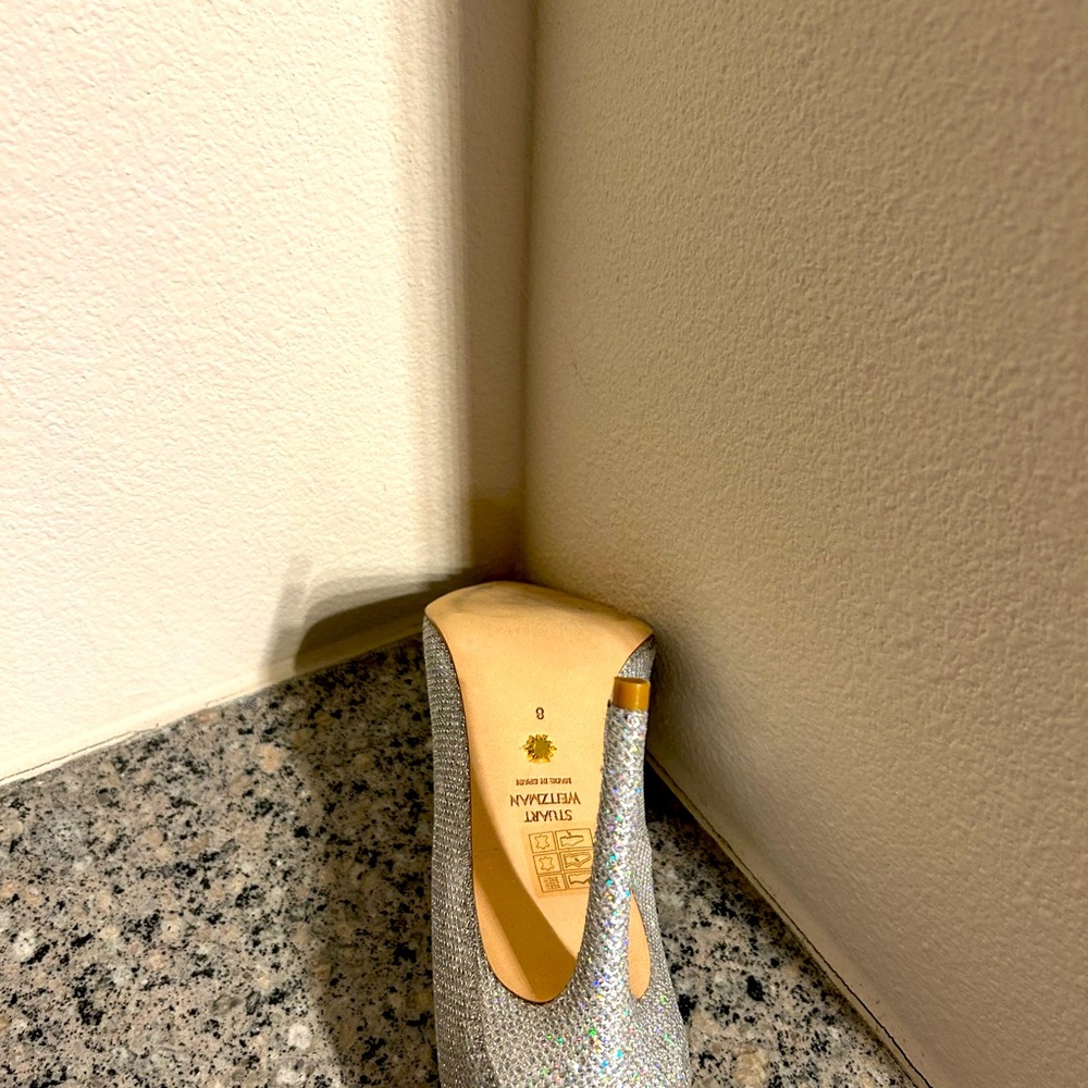 New Stuart Weitzman Metallic-Effect Pointed Toe P… - image 7